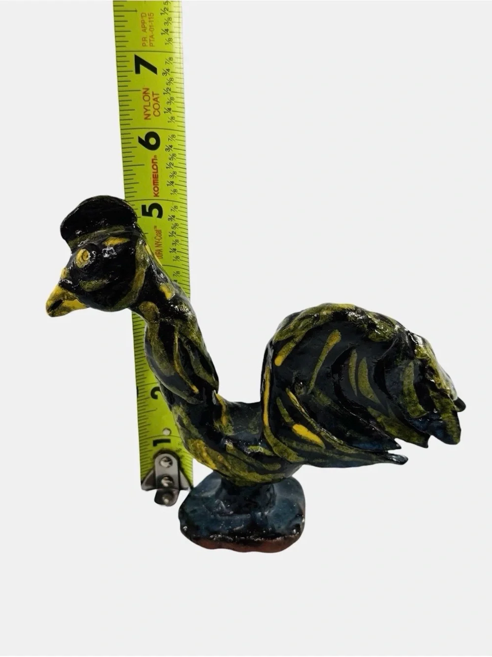 Vintage Mary Ferguson Pottery Folk Art Rooster Chicken Farmhouse Yellow Green